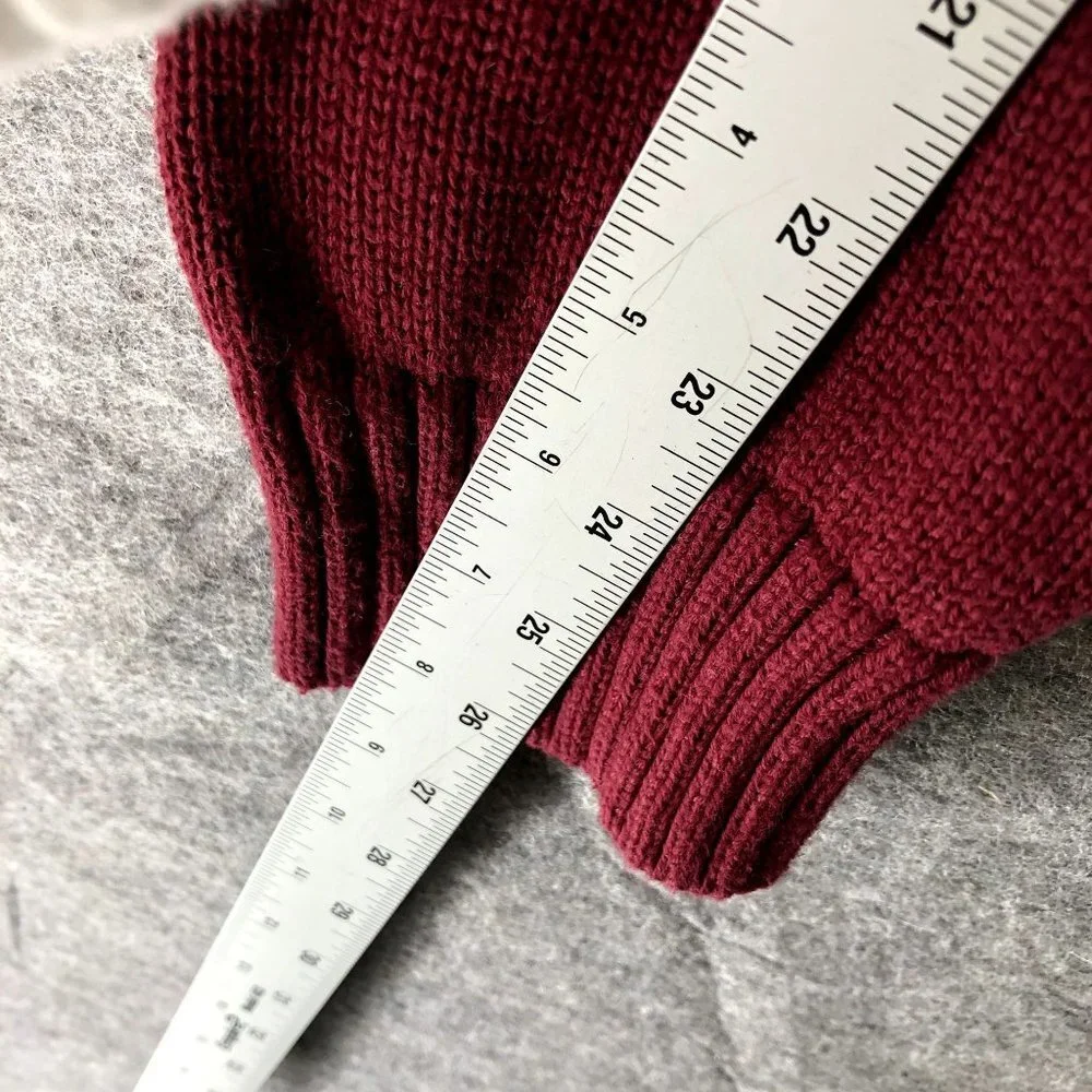 L.L. Bean 1/4 Zip Sweater Mens XL Wine‎ Red Cotton Thick Winter Pullover Knit